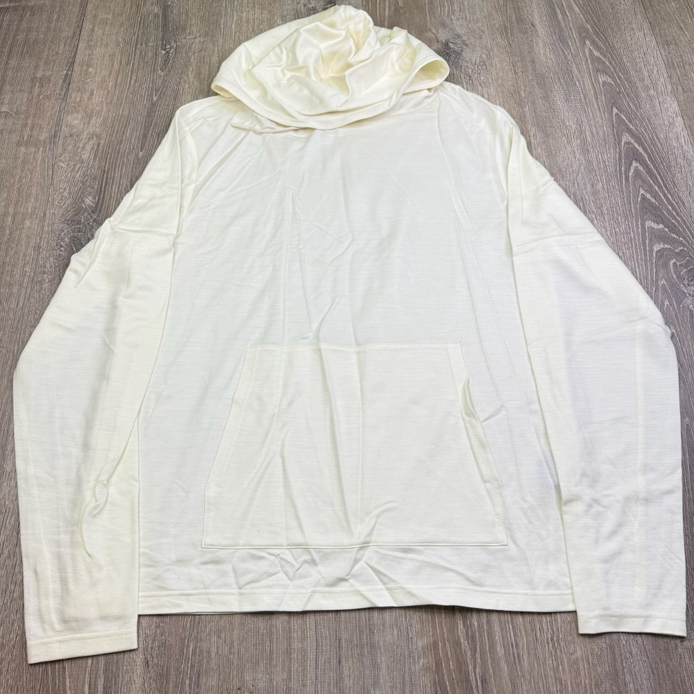 Brady Mens Bone Cream Kangaroo Pockets Engineered Wool Pullover Hoodie Size L